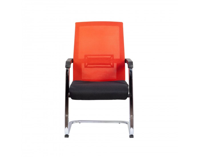 Посетителски стол RFG Roma M, дамаска и меш, метална основа, до 120 kg, черна седалка, червена облегалка