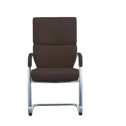 Посетителски стол RFG GRANDE M, екокожа, метална основа, до 150 kg, кафяв, 2 броя в комплект - Rfg