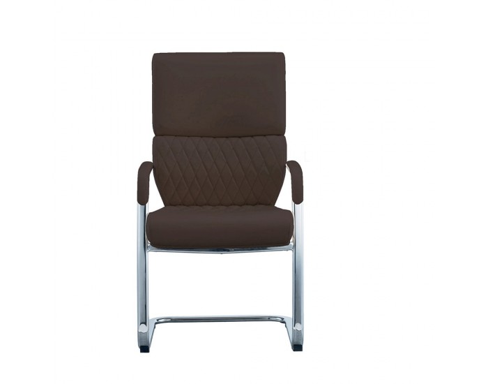 Посетителски стол RFG GRANDE M, екокожа, метална основа, до 150 kg, кафяв, 2 броя в комплект
