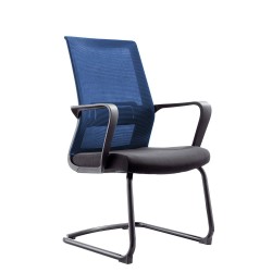 Посетителски стол RFG Smart M, дамаска и меш, до 120 kg, черна седалка, тъмносиня облегалка, 2 броя в комплект - Rfg