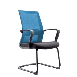 Посетителски стол RFG Smart M, дамаска и меш, до 120 kg, черна седалка, светлосиня облегалка, 2 броя в комплект - Rfg