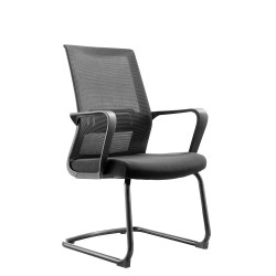Посетителски стол RFG Smart M, дамаска и меш, до 120 kg, черна седалка, черна облегалка, 2 броя в комплект - Rfg