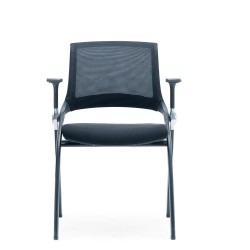 Посетителски стол RFG Swiss M, дамаска и меш, до 120 kg, черна седалка, черна облегалка, 2 броя в комплект - Rfg