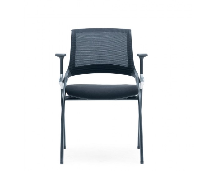Посетителски стол RFG Swiss M, дамаска и меш, до 120 kg, черна седалка, черна облегалка, 2 броя в комплект