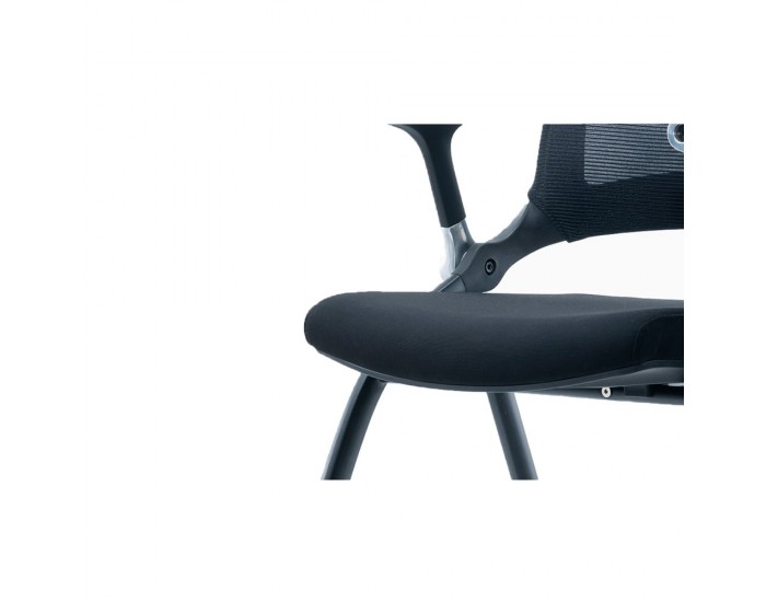 Посетителски стол RFG Swiss M, дамаска и меш, до 120 kg, черна седалка, черна облегалка, 2 броя в комплект
