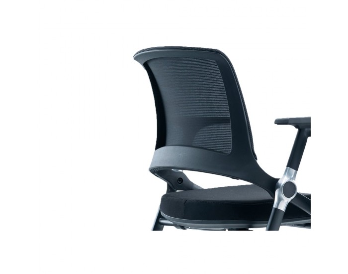 Посетителски стол RFG Swiss M, дамаска и меш, до 120 kg, черна седалка, черна облегалка, 2 броя в комплект