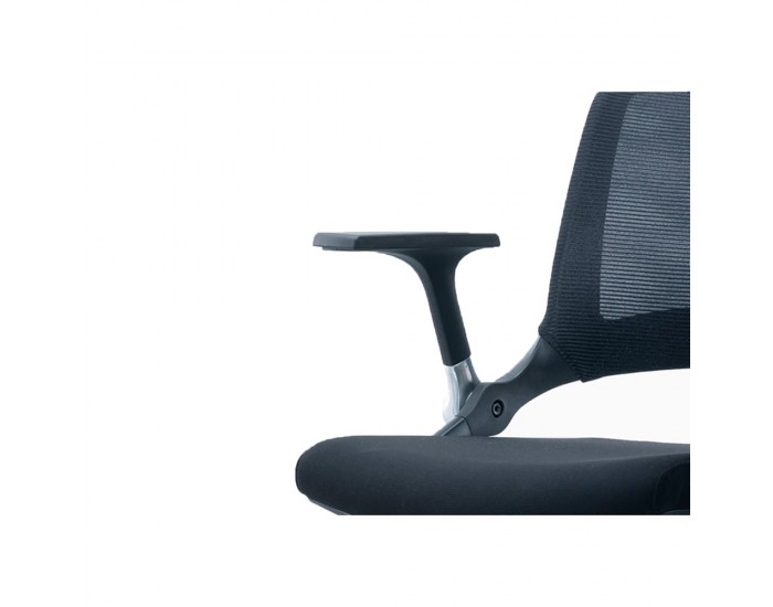 Посетителски стол RFG Swiss M, дамаска и меш, до 120 kg, черна седалка, черна облегалка, 2 броя в комплект