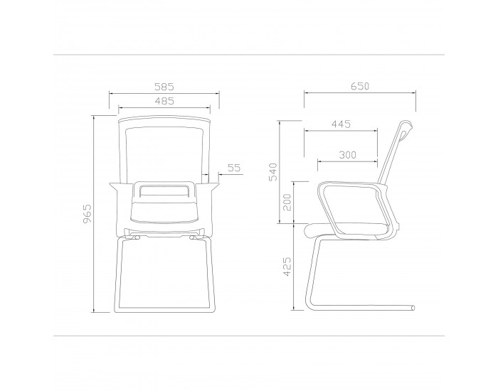 Посетителски стол RFG Smart M, дамаска и меш, до 120 kg, синя седалка, сива облегалка, 2 броя в комплект