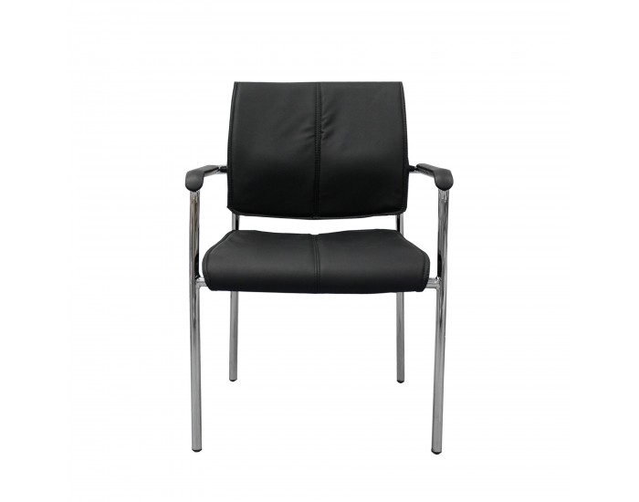 Посетителски стол RFG Flash M, екокожа, метална основа, до 120 kg, черен