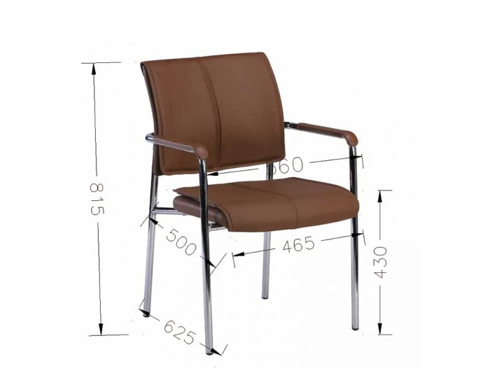 Посетителски стол RFG Flash M, екокожа, метална основа, до 120 kg, черен