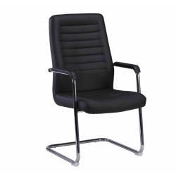 Посетителски стол RFG Sit M, екокожа, метална основа, до 120 kg, черен - Rfg