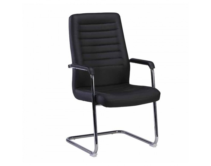 Посетителски стол RFG Sit M, екокожа, метална основа, до 120 kg, черен