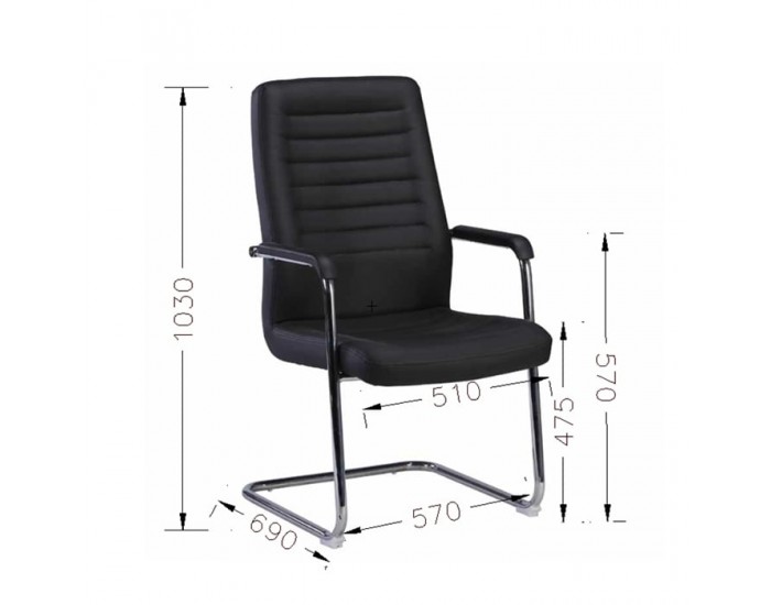 Посетителски стол RFG Sit M, екокожа, метална основа, до 120 kg, черен