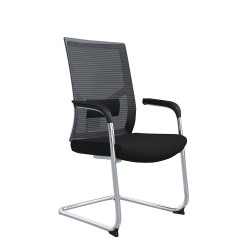 Посетителски стол RFG Snow M, дамаска и меш, до 120 kg, черна седалка, черна облегалка, 2 броя в комплект - Rfg