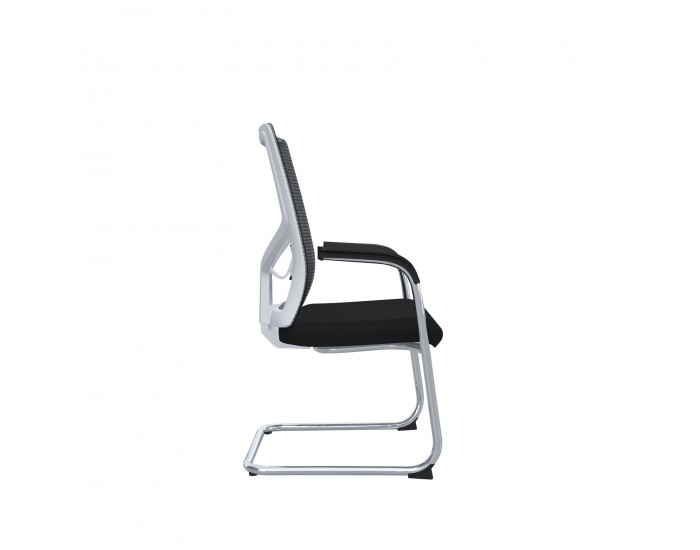 Посетителски стол RFG Snow M, дамаска и меш, до 120 kg, черна седалка, черна облегалка, 2 броя в комплект