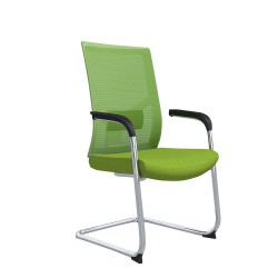 Посетителски стол RFG Snow M, дамаска и меш, до 120 kg, зелена седалка, зелена облегалка, 2 броя в комплект - Rfg