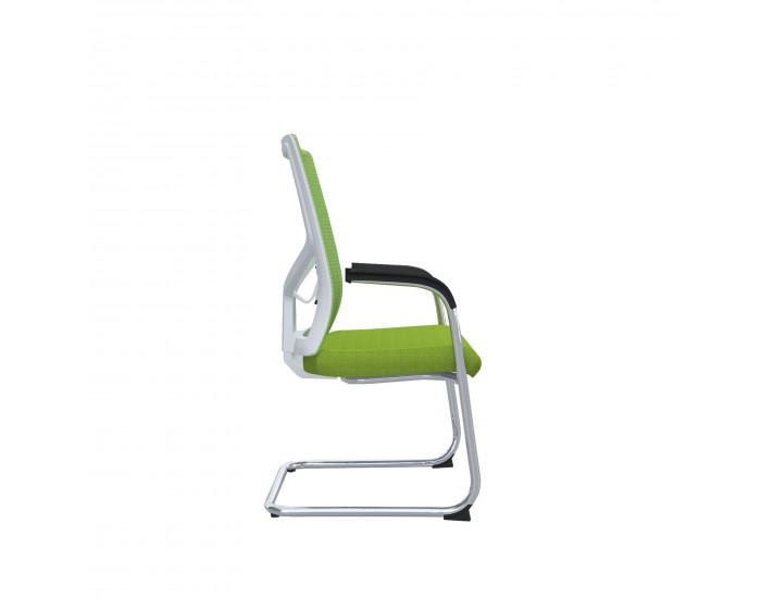 Посетителски стол RFG Snow M, дамаска и меш, до 120 kg, зелена седалка, зелена облегалка, 2 броя в комплект