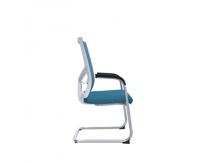Посетителски стол RFG Snow M, дамаска и меш, до 120 kg, светлосиня седалка, светлосиня облегалка, 2 броя в комплект