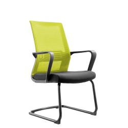 Посетителски стол RFG Smart M, дамаска и меш, до 120 kg, черна седалка, зелена облегалка, 2 броя в комплект - Rfg