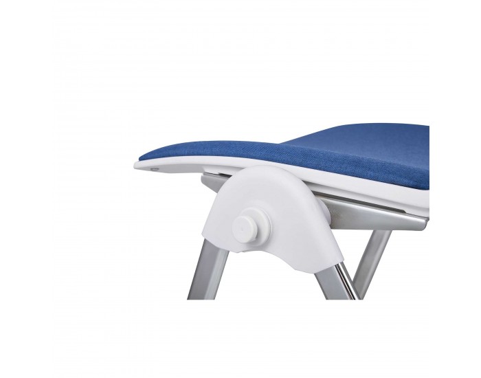 Посетителски стол RFG Sweet Chrome White, дамаска и полипропилен, до 120 kg, син, 4 броя в комплект