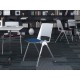 Посетителски стол RFG Sweet Chrome White, дамаска и полипропилен, до 120 kg, син, 4 броя в комплект