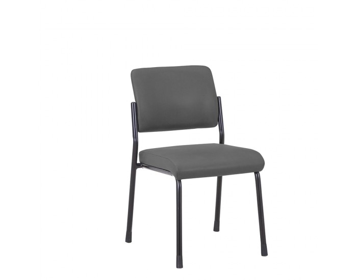 Посетителски стол RFG Solid M, екокожа, метална основа, до 150 kg, сив, 4 броя в комплект