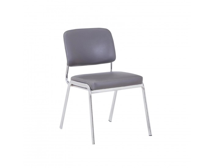 Посетителски стол RFG Slow M, екокожа, метална основа, до 120 kg, сив