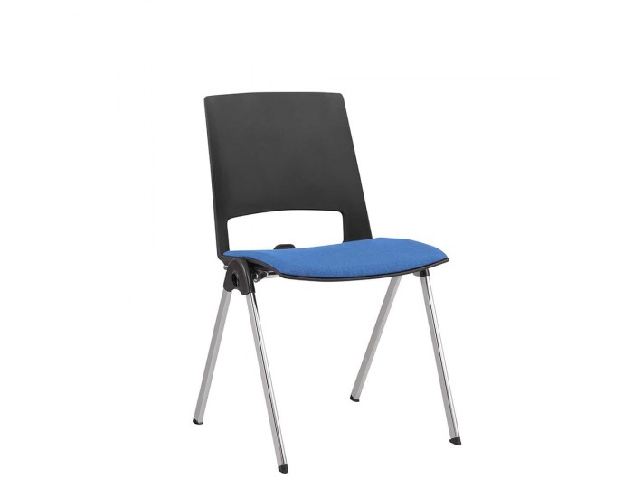Посетителски стол RFG Sweet Chrome Black, до 120 kg, син, 2 броя в комплект