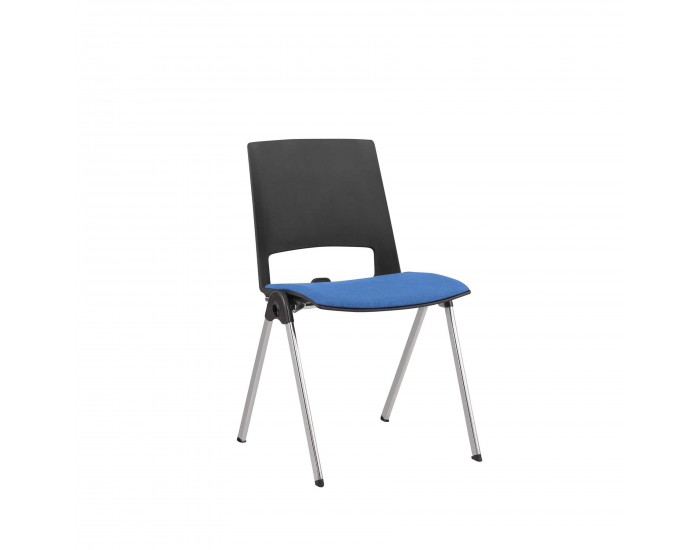 Посетителски стол RFG Sweet Chrome Black, до 120 kg, син, 2 броя в комплект