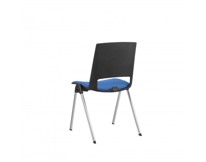 Посетителски стол RFG Sweet Chrome Black, до 120 kg, син, 2 броя в комплект