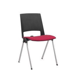 Посетителски стол RFG Sweet Chrome Black, текстил, до 120 kg, червен, 2 броя в комплект - Rfg