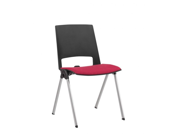 Посетителски стол RFG Sweet Chrome Black, текстил, до 120 kg, червен, 2 броя в комплект