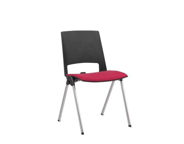 Посетителски стол RFG Sweet Chrome Black, текстил, до 120 kg, червен, 2 броя в комплект