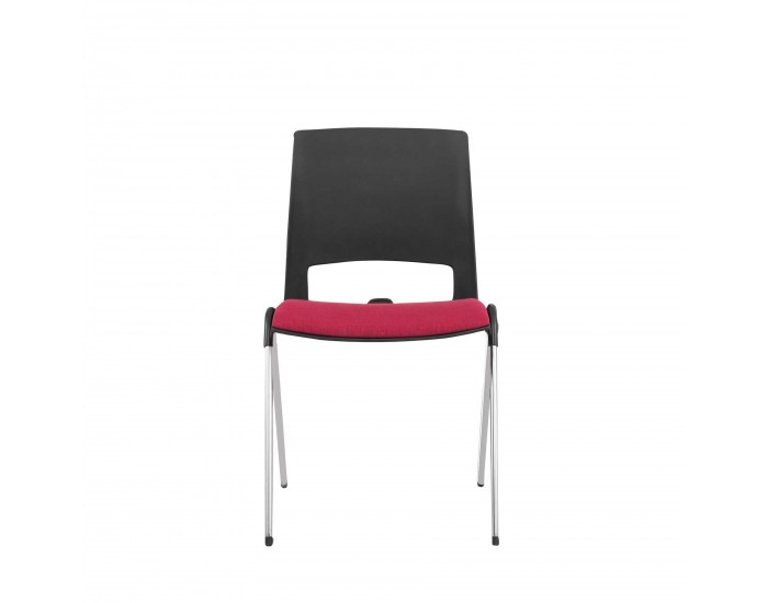 Посетителски стол RFG Sweet Chrome Black, текстил, до 120 kg, червен, 2 броя в комплект