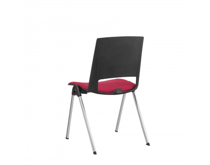 Посетителски стол RFG Sweet Chrome Black, текстил, до 120 kg, червен, 2 броя в комплект