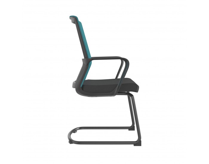 Посетителски стол RFG Smart M, дамаска и меш, до 120 kg, черна седалка, синя облегалка, 2 броя в комплект