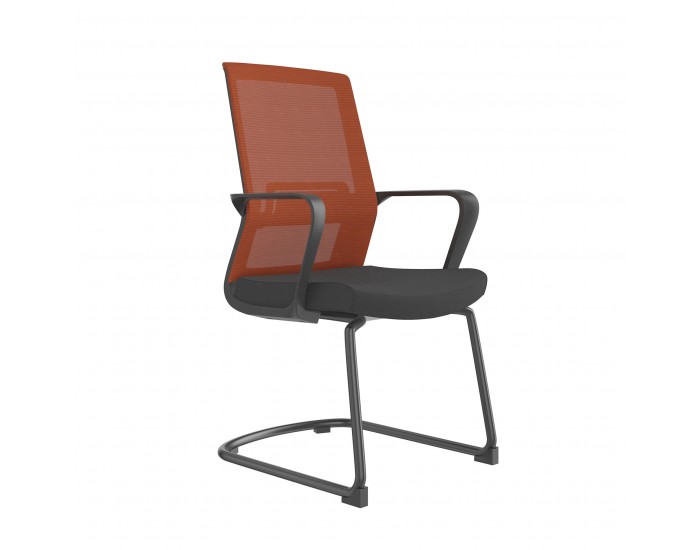 Посетителски стол RFG Smart M, дамаска и меш, до 120 kg, черна седалка, тъмночервена облегалка, 2 броя в комплект
