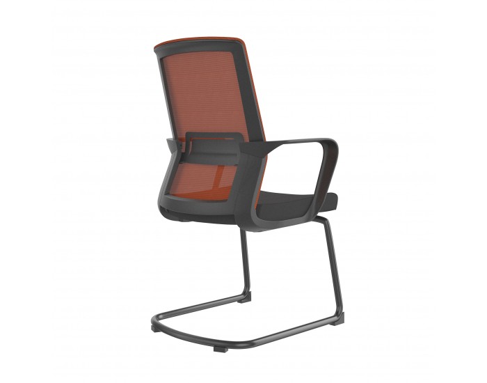 Посетителски стол RFG Smart M, дамаска и меш, до 120 kg, черна седалка, тъмночервена облегалка, 2 броя в комплект