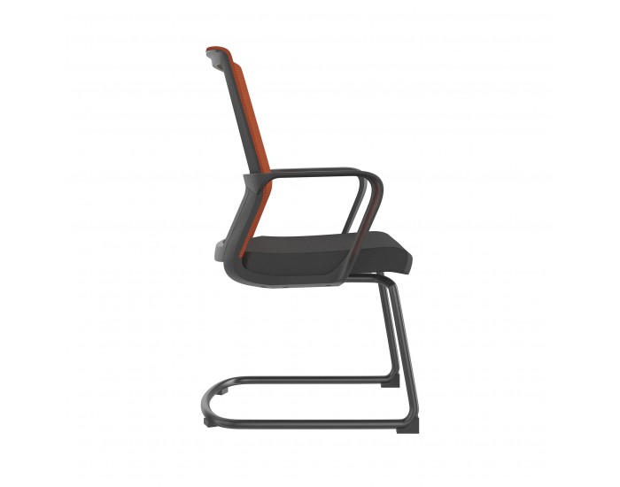 Посетителски стол RFG Smart M, дамаска и меш, до 120 kg, черна седалка, тъмночервена облегалка, 2 броя в комплект