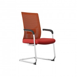 Посетителски стол RFG Snow M, дамаска и меш, до 120 kg, тъмночервена седалка, тъмночервена облегалка, 2 броя в комплект - Rfg
