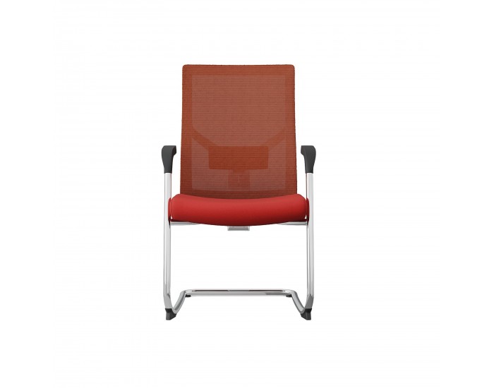 Посетителски стол RFG Snow M, дамаска и меш, до 120 kg, тъмночервена седалка, тъмночервена облегалка, 2 броя в комплект