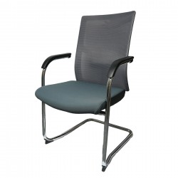 Посетителски стол RFG Snow Black M, дамаска и меш, до 120 kg, зелена седалка, светлосива облегалка, 2 броя в комплект - Rfg