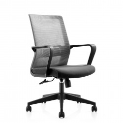 Офис стол RFG Smart W, дамаска и меш, Tilt механизъм, до 120 kg, тъмносива седалка, сива облегалка - Rfg