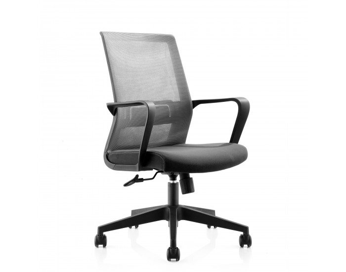 Офис стол RFG Smart W, дамаска и меш, Tilt механизъм, до 120 kg, тъмносива седалка, сива облегалка