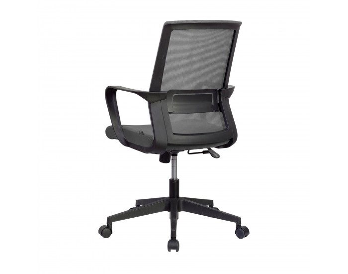Офис стол RFG Smart W, дамаска и меш, Tilt механизъм, до 120 kg, тъмносива седалка, сива облегалка