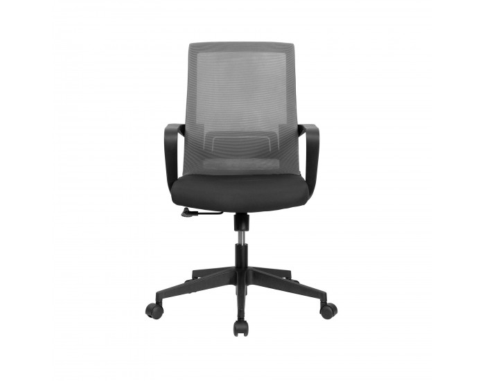 Офис стол RFG Smart W, дамаска и меш, Tilt механизъм, до 120 kg, тъмносива седалка, сива облегалка