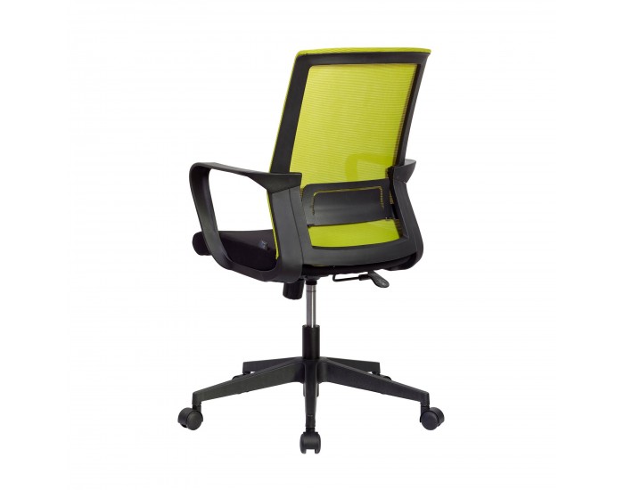 Офис стол RFG Smart W, дамаска и меш, Tilt механизъм, до 120 kg, черна седалка, зелена облегалка