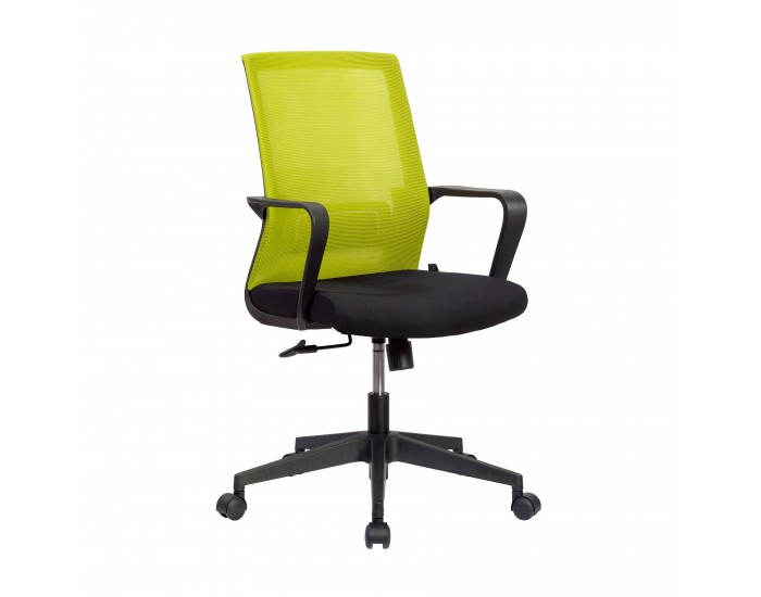 Офис стол RFG Smart W, дамаска и меш, Tilt механизъм, до 120 kg, черна седалка, зелена облегалка