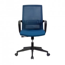 Офис стол RFG Smart W, дамаска и меш, Tilt механизъм, до 120 kg, тъмносиня седалка, тъмносиня облегалка - Rfg