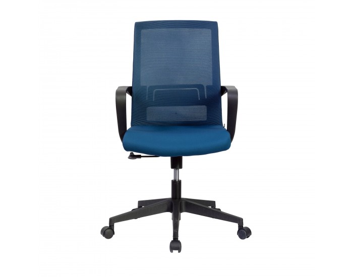 Офис стол RFG Smart W, дамаска и меш, Tilt механизъм, до 120 kg, тъмносиня седалка, тъмносиня облегалка